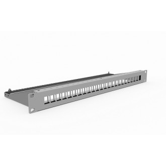 19" 1HE Modulträger Stahl für 24 Einzelmodule Keystone