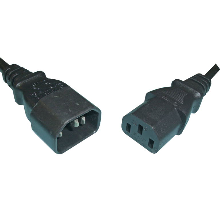 Netzkabel Verlängerung IEC60320 C14 auf C13, Schwarz