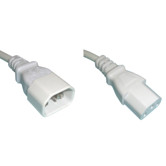 Netzkabel Verlängerung IEC60320 C14 auf C13, Weiss