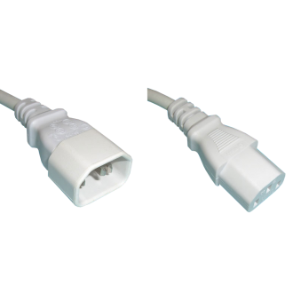 Netzkabel Verlängerung IEC60320 C14 auf C13, Weiss
