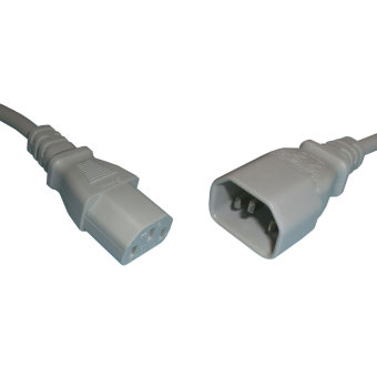 Netzkabel Verlängerung IEC60320 C14 auf C13, Grau