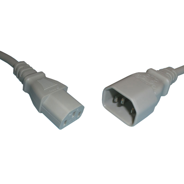 Netzkabel Verlängerung IEC60320 C14 auf C13, Grau