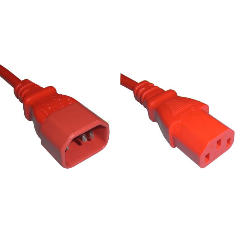 Netzkabel Verlängerung IEC60320 C14 auf C13, Rot