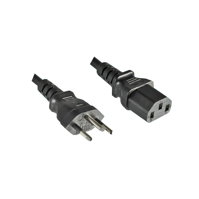 CH-Apparate-Netzkabel T12 auf C13, Schwarz