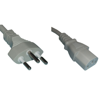 CH-Apparate-Netzkabel T12 auf C13, Grau