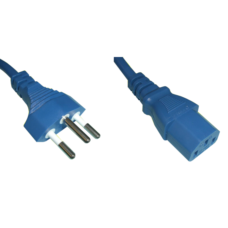 CH-Apparate-Netzkabel T12 auf C13, Blau