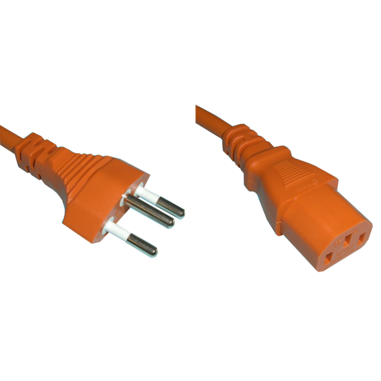 CH-Apparate-Netzkabel T12 auf C13, Orange