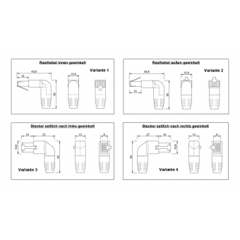 Patchkabel RJ45 90°- RJ45 90° Kat. 6a. Variante 3