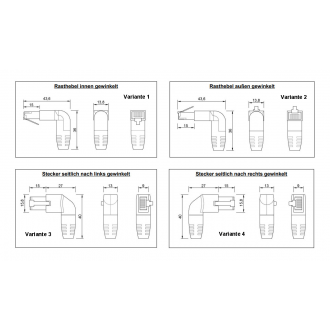 Patchkabel RJ45 90°- RJ45 180° Kat. 6a. Variante 2