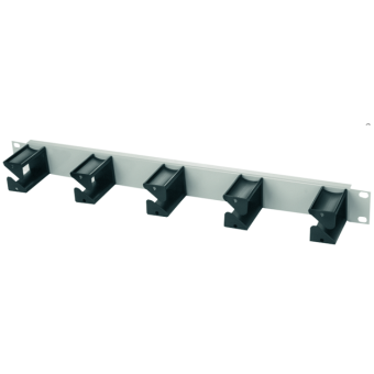19" Rangierpanel mit 5 Kunstoff Kabelbügel